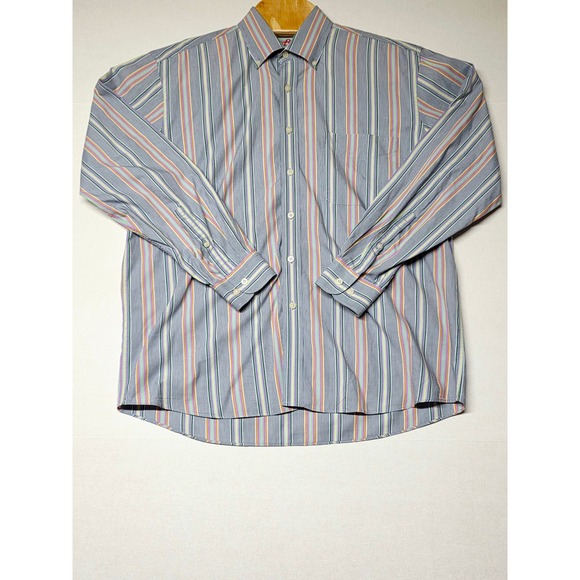 Alan Flusser Striped‎ Button Down Shirt Long Sleeve Cotton Colorful Mens L - Picture 2 of 8